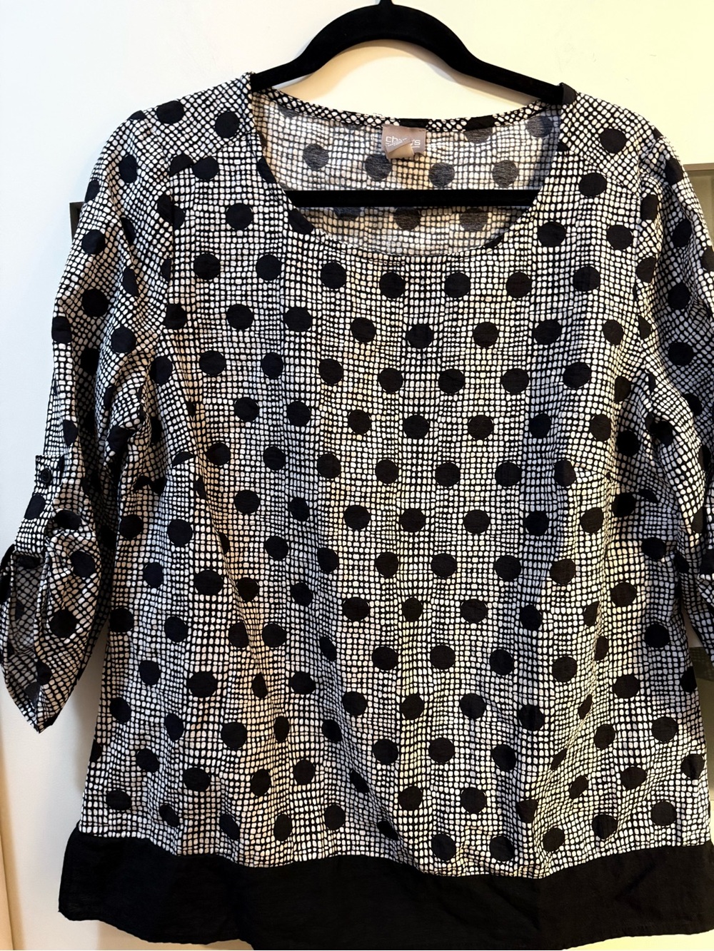 Chico's Black & White Polka Dot Scoop Neck Tunic